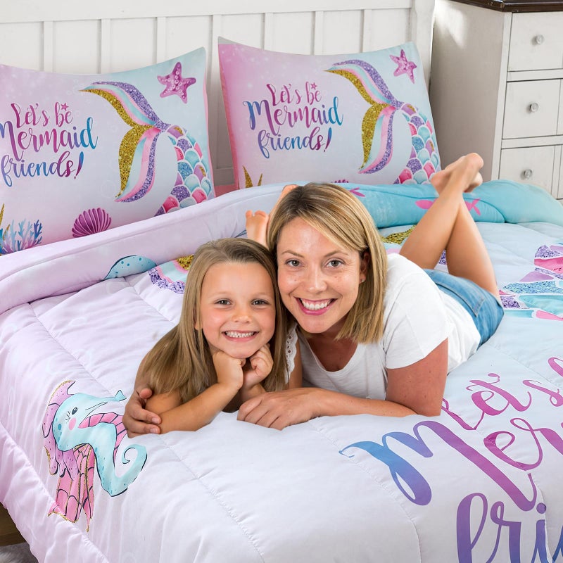 Cokouchyi Twin Size Comforter Set for Girls  5-Piece Bed in a Bag  3D Colorful Mermaid Bedding Comforter Sheet Set  Ultra Soft and Fluffy  Mermaid - Image 5